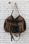 BORIS BIDJAN SABERI Leather and linen stitching travel bag INFANTERY BAG1 F1944+FMM20036